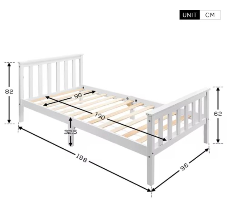 Modern White Solid Pine Wooden Bed Frame 3ft Single Bed for Adults & Kids with Antique Style & Storage Feature for Bedroom Home