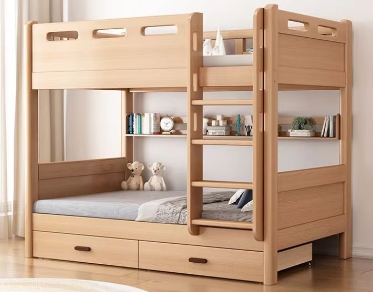 Kids Bunk Bed Solid Wooden Bedroom Furniture Double Bunk Beds with Stairs for Children