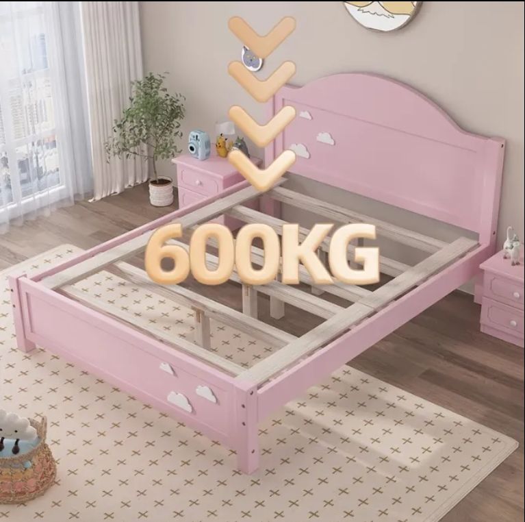 Internet Famous Cartoon Single Kids Bed Solid Wood Economy Wide Edge Foldable Drawer Boy Girl's Modern School Bedroom Princess