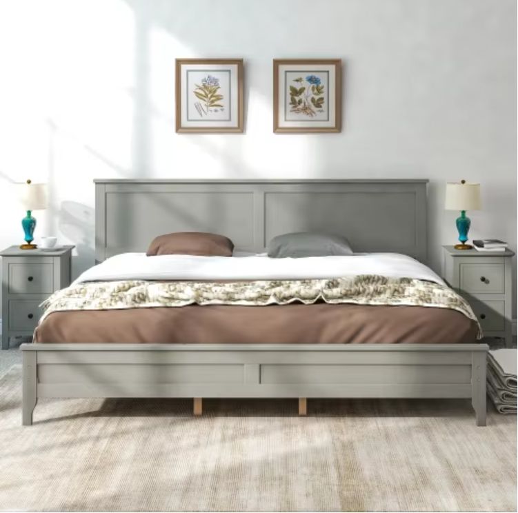 Sunrise new design gray solid wood 5 pieces king bedroom sets classic bedroom furniture set modern wood bedroom furniture set