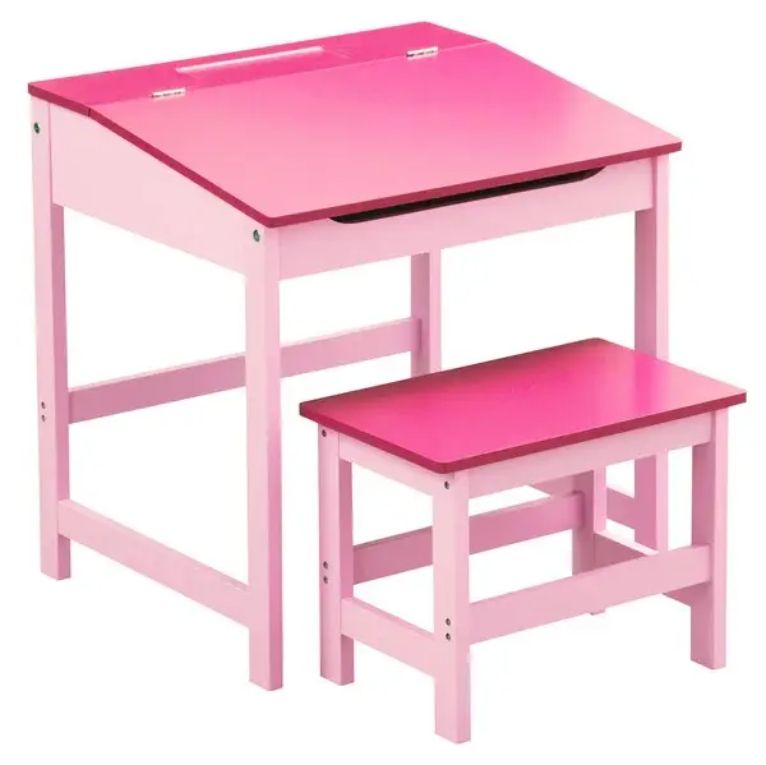 Children's Desk and Stool Set with Comfortable Chair Seat Furniture for Kids' Tables