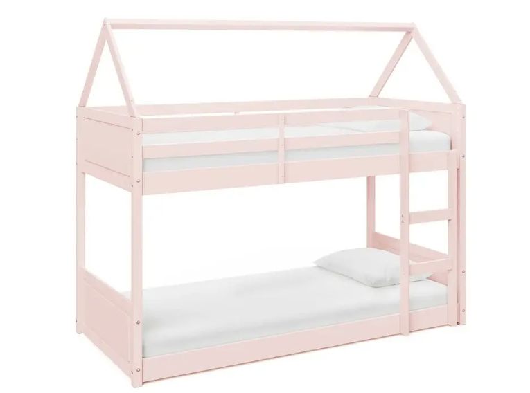 Luxury Single Kids Bunk Bed Frame in Modern Pink for Bedroom Children's Pine Wood Bed