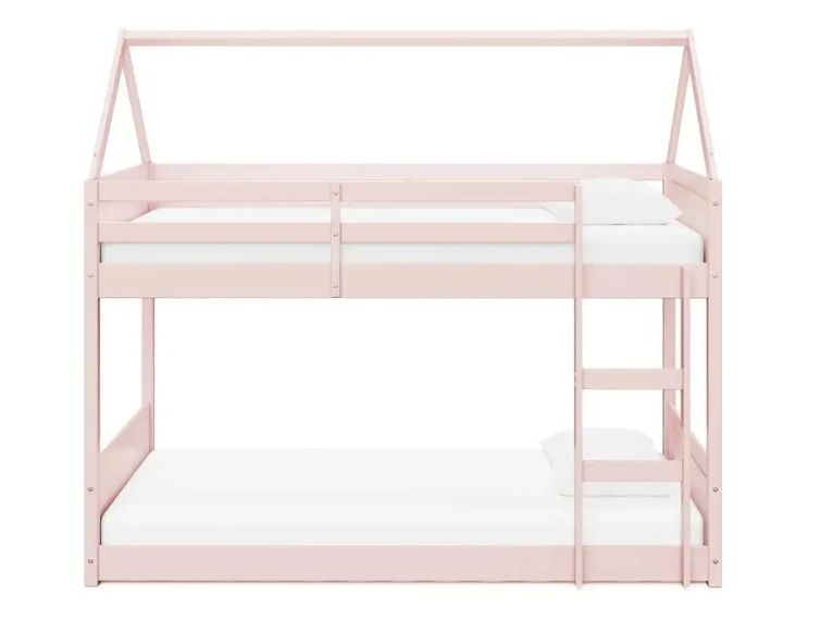 Luxury Single Kids Bunk Bed Frame in Modern Pink for Bedroom Children's Pine Wood Bed