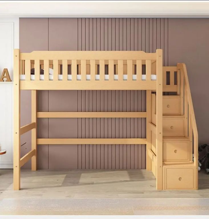 Bed under table high and low bed with desk dormitory solid wood elevated bed for children