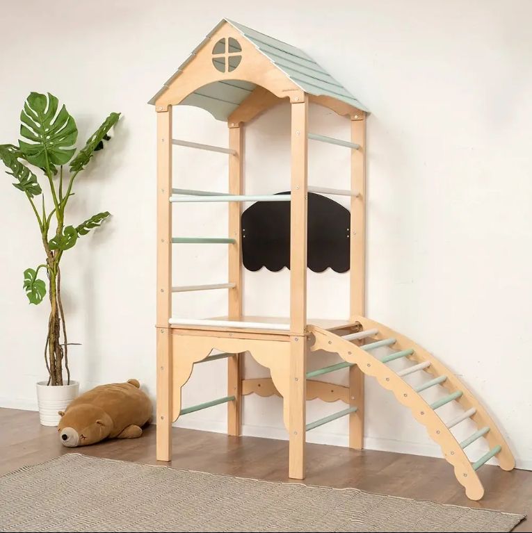 Wooden Indoor Playground for Toddlers Kids Climbing Frame GYM for Indoor Exercise