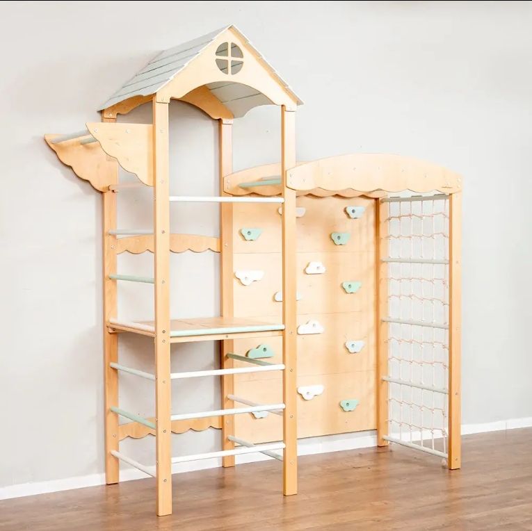 Wooden Indoor Playground for Toddlers Kids Climbing Frame GYM for Indoor Exercise