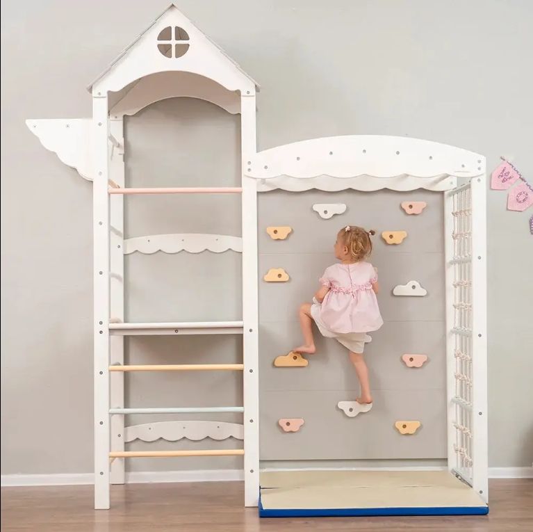 Wooden Indoor Playground for Toddlers Kids Climbing Frame GYM for Indoor Exercise