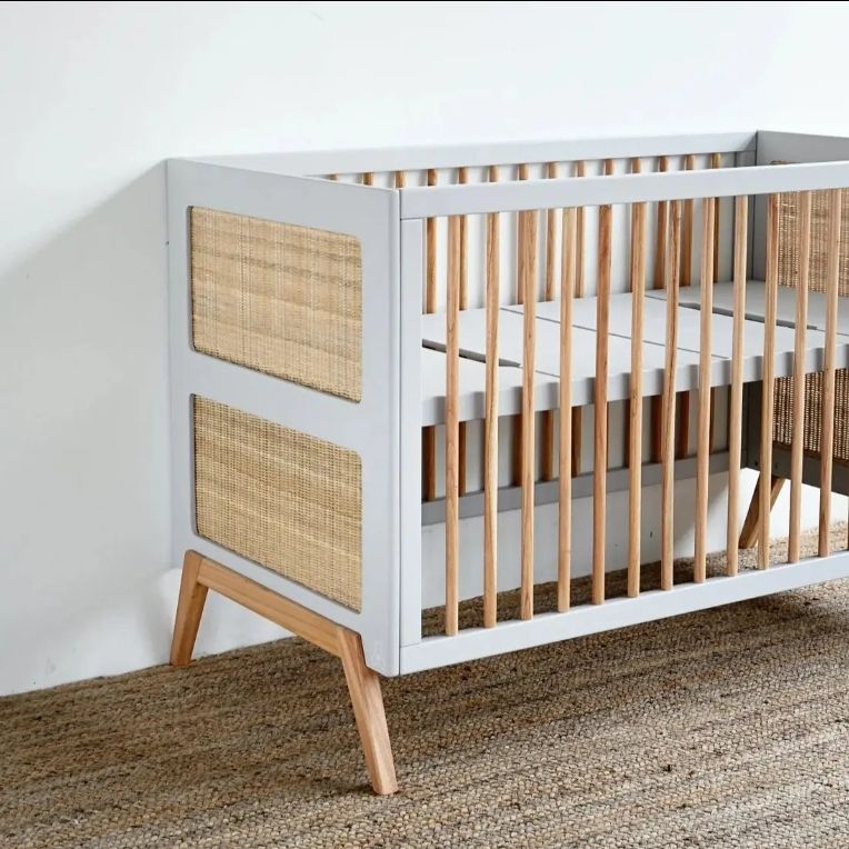 Natural Oak WoodConvertible Baby Crib for Newborn to Toddler Durable and Eco-Friendly Baby Bed