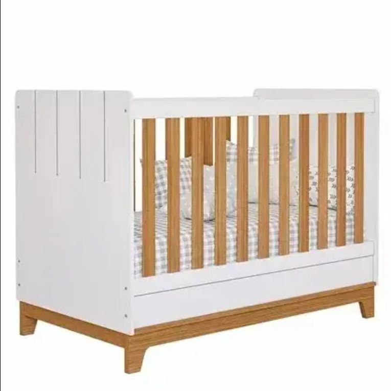 Modern Natural Oak Solid Wood Convertible Baby Crib European Design Style Cradle Bedroom School Hospital Use Dining Application