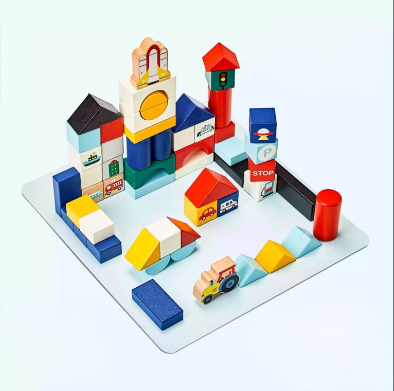 Large Particle Solid Wood Construction Toy for Boys Girls Aged 1-2 3-6 Early Education Puzzle Assembly Puzzle Box Packaging Kids