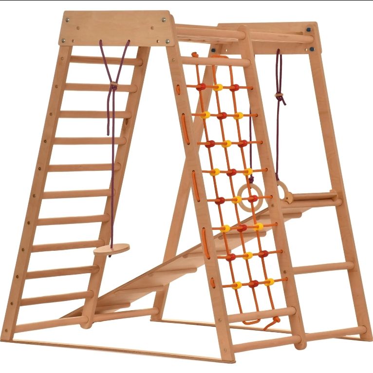 Wood Triclimb Climbing Frame for Ages 1-5 Baby-Friendly Triangle Slide for Indoor Play and Toddler Climbing