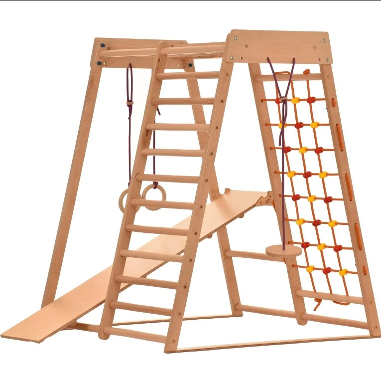 Wood Triclimb Climbing Frame for Ages 1-5 Baby-Friendly Triangle Slide for Indoor Play and Toddler Climbing