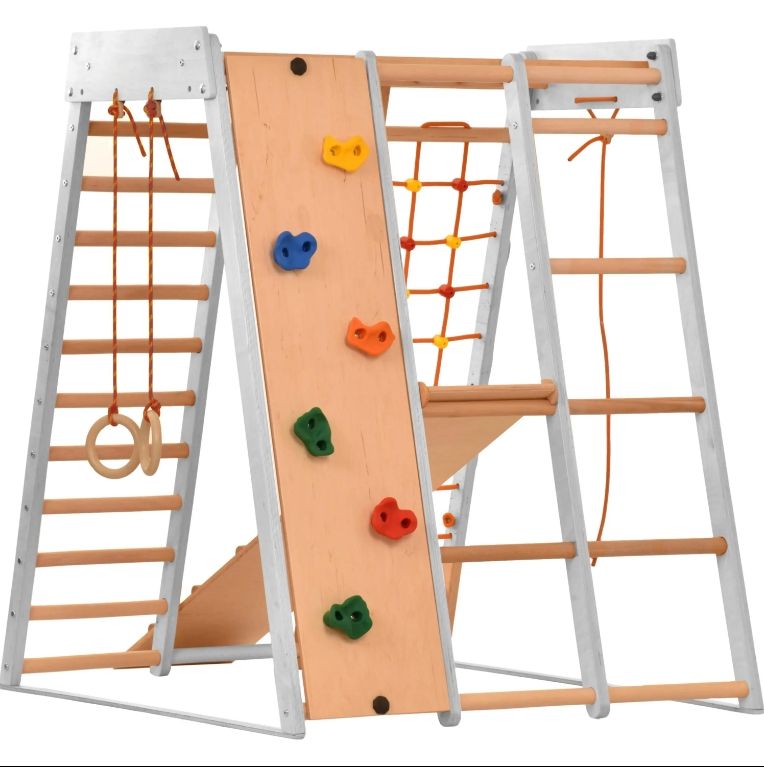 Wood Triclimb Climbing Frame for Ages 1-5 Baby-Friendly Triangle Slide for Indoor Play and Toddler Climbing