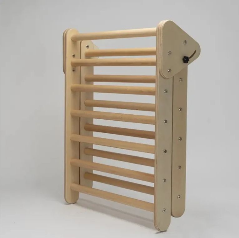 Montessori Wooden Kids Climbing Frames Picklers Triangle with Ramp Rocking Climbing Triangle for Indoor Playground Gym Furniture