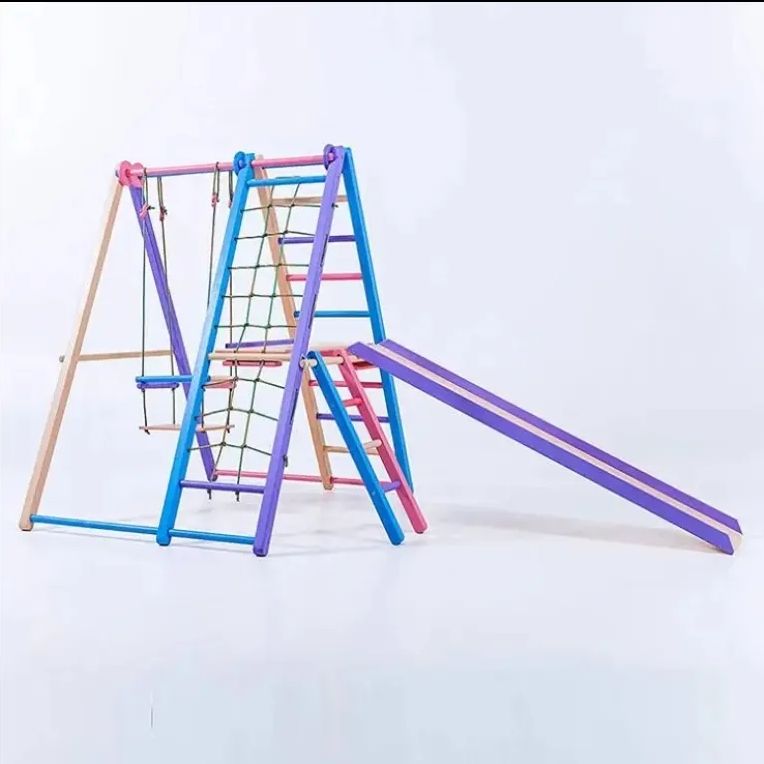 Sturdy Indoor Jungle Gym Foldable Kids Play Area with Monkey Bars Climbing Ladder Swing Slide Perfect Climbing Frames Children