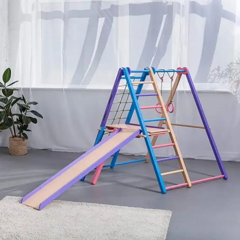 Sturdy Indoor Jungle Gym Foldable Kids Play Area with Monkey Bars Climbing Ladder Swing Slide Perfect Climbing Frames Children