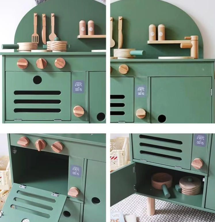 Mini Kitchen Stove and Woodcrafts Accessories for Kids' Pretend Play Role-Play Cooking Set