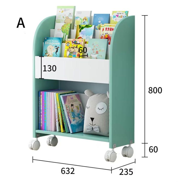 Wholesale Portable Wood Bookshelf for Kids Colourful Bookcase Organizer Holder Toy Storage Rack for Children's Reading Play