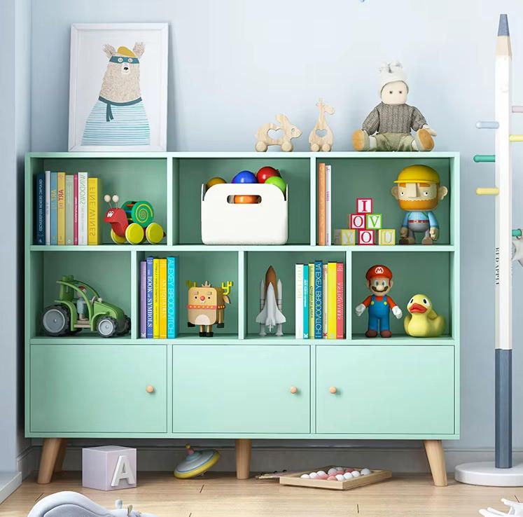 Simple Modern Bookcase Creative Storage Wood Bookshelf Cabinet for Children Toy Ottoman Storage for School Kid s Furniture
