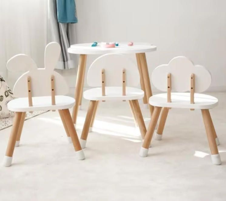 Nordic Style Wooden Table and Chair Set for Kids - Ideal for Reading, Dining, and Preschool Activities