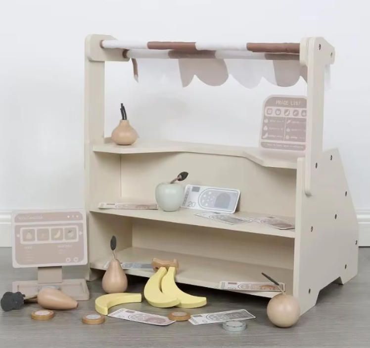 Kids Cream Wooden Color Small Shop Simulation Furniture Toys for Pretend Play