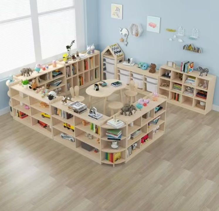 Kindergarten Storage Cabinet for Toys and Teaching Aids, Children's Bookshelf, Backpack Area, Picture Book Shelf