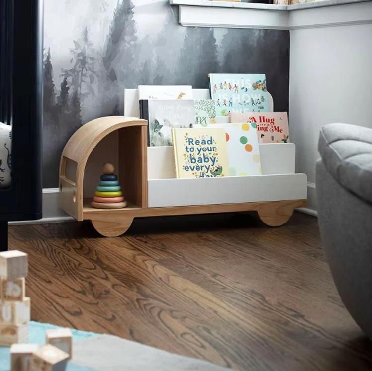 Modern White Truck-Shaped Bookshelves for Kids New Design Bookcase and Toy Storage Cabinet for Bedroom Dining Warehouse Use