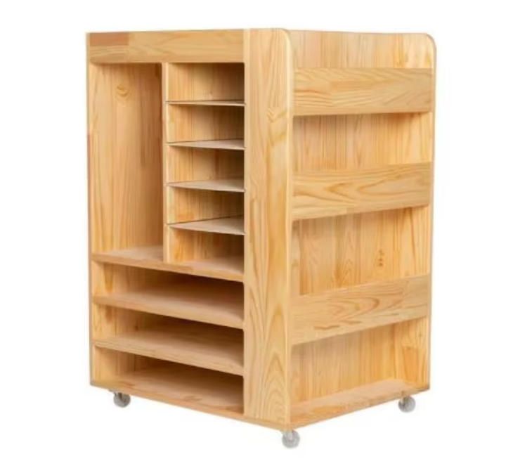 Mobile Art Cabinet for Kindergarten - Children's Painting Supplies Storage Rack and Art Paper Organizer