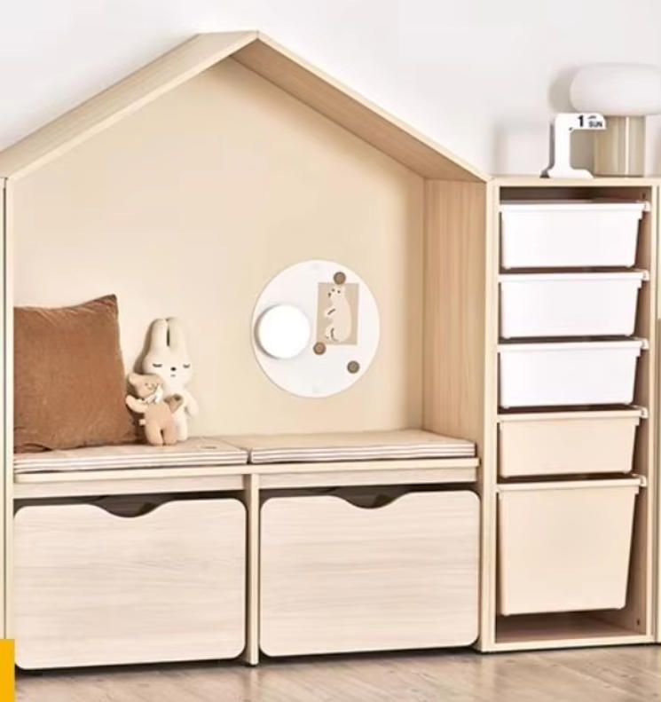 Montessori Style Kids Solid Wood Desk and Chair Set with Organizer and Storage Shelves