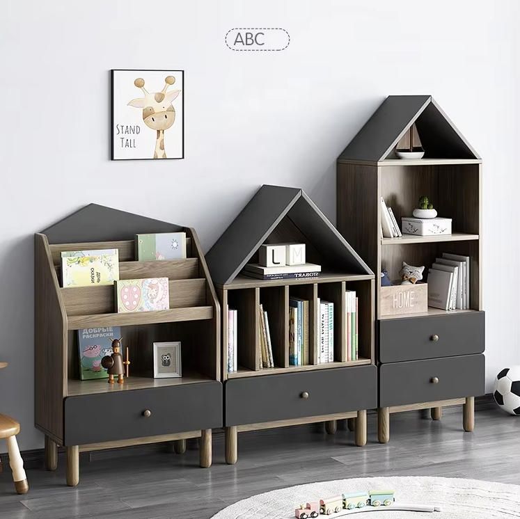 Nordic Style Student Shelf Free Combination Bookcase and Toy Storage Rack for Children and Babies Made of Wood for School Use