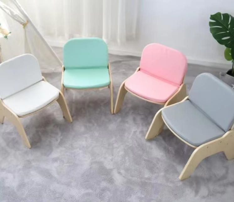 Children's Room and Kindergarten Soft Leather Reading Chair, Single/Double Seat with Backrest for Home Use