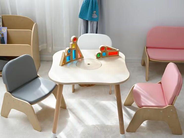 Children's Room and Kindergarten Soft Leather Reading Chair, Single/Double Seat with Backrest for Home Use