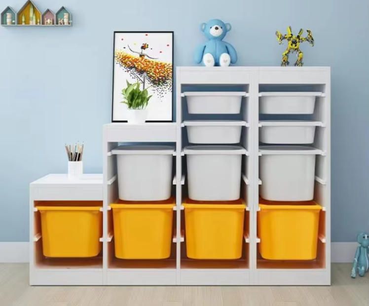 Kids Wooden Storage Cabinet House-Shaped Bookshelf Nursery Organizer Home Woodcrafts Solution