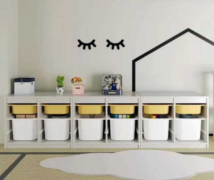 Kids Wooden Storage Cabinet House-Shaped Bookshelf Nursery Organizer Home Woodcrafts Solution