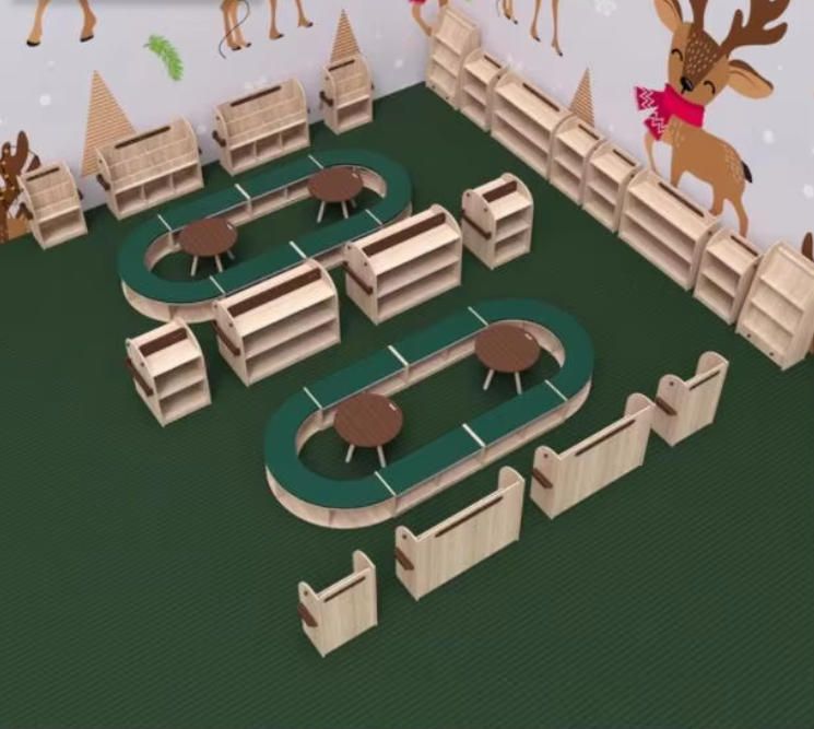 Montessori Children's Bookshelf Wooden Storage Cabinet for Kids Kindergarten Toy Organizer Woodcrafts Product