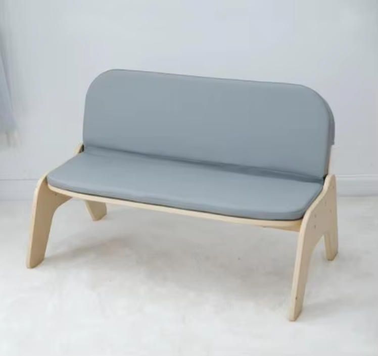 Modern Wood Leather Reading Chair for Home Use Single/Double Seat with Backrest for Children's Room and Kindergarten