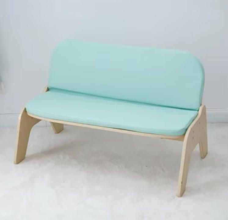 Modern Wood Leather Reading Chair for Home Use Single/Double Seat with Backrest for Children's Room and Kindergarten