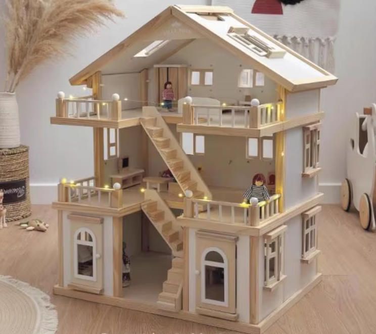Children's DIY Dollhouse Villa Toy - Educational Pretend Play Castle with Furniture for Kids