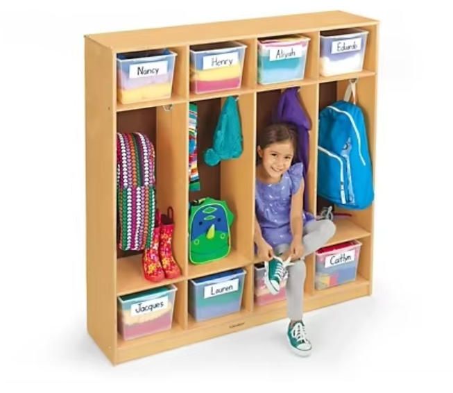 Custom Wooden Furniture for Children Classic Birch Coat Lockers for 8 at Lakeshore