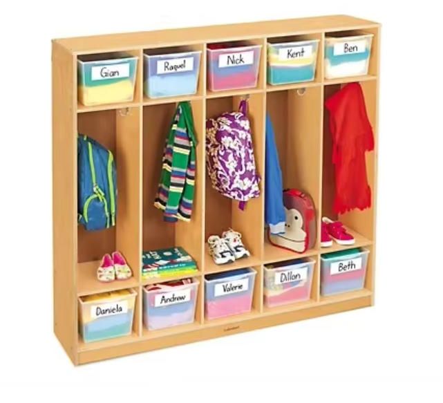 Custom Wooden Furniture for Children Classic Birch Coat Lockers for 8 at Lakeshore