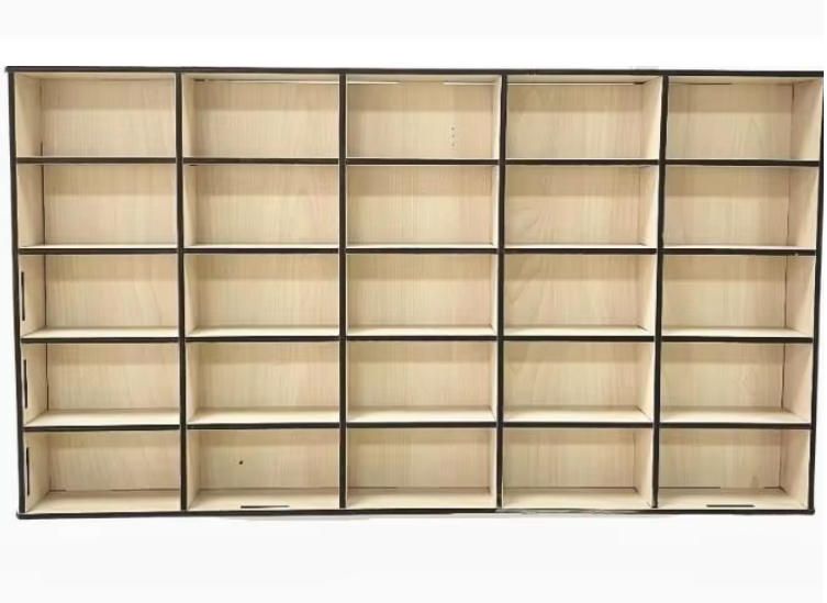 Modern Wood Wall-Mounted Toy Car Storage Shelf Multi-Grid Display Cabinet for Blind Box Animal Figures for School & Living Room