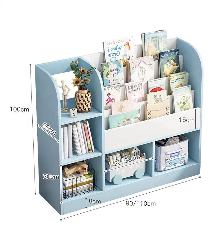 Modern Design Wood Bookcase for Kids Library Book Storage Shelf Cabinets for Children for Bedroom School & Supermarket Use