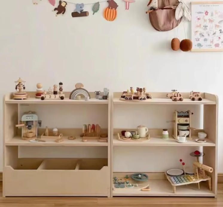 Montessori Children's Woodcraft Storage Cabinet Kindergarten Teaching Aids & Kids Toy Organizer