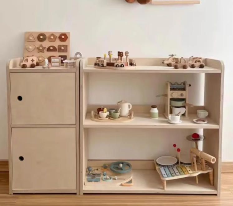 Montessori Children's Woodcraft Storage Cabinet Kindergarten Teaching Aids & Kids Toy Organizer