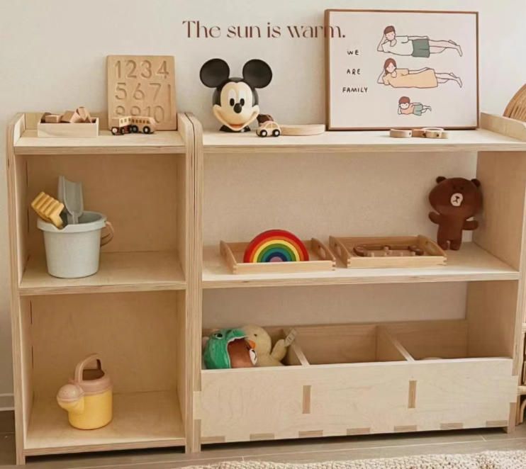 Montessori Children's Woodcraft Storage Cabinet Kindergarten Teaching Aids & Kids Toy Organizer