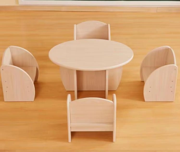 Children's Woodcrafts Set Early Education Table & Classroom Teaching Aid with Doll Furniture Care Center