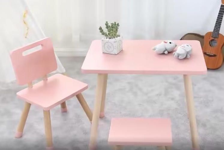 Kids Study Desk and Chair Set for Nursery, Baby Play Table and Chair, Children's Square Table Set