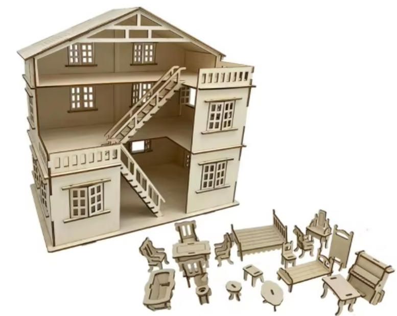 Kids Educational DIY Miniature Wooden Furniture Puzzle Model