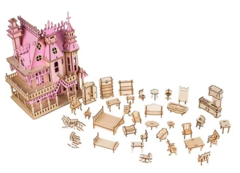 Kids Educational DIY Miniature Wooden Furniture Puzzle Model