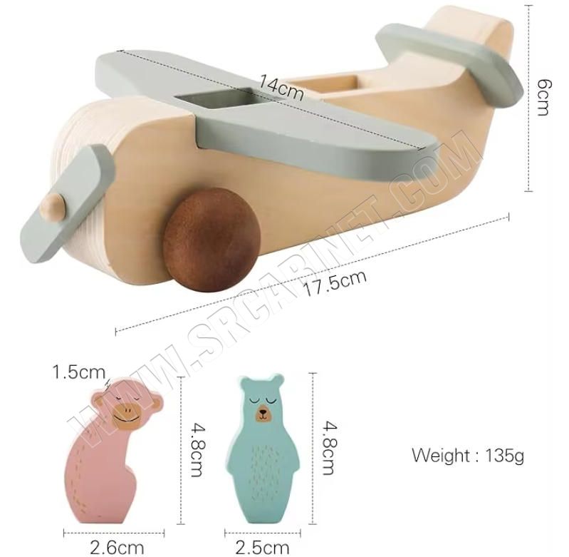 Unisex Montessori Wooden Airplane Block Set Air Transport Vehicle Pull Games Educational Learning Toy for Babies Newborn